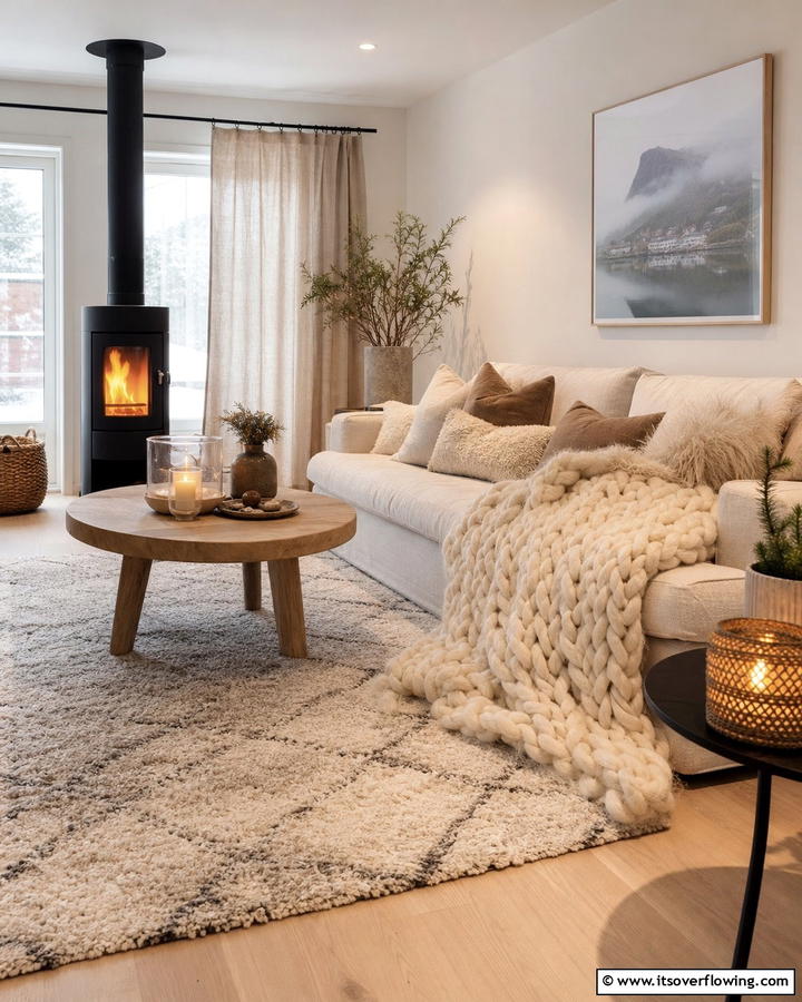 Cozy Textiles - 21 Scandinavian Living Room Ideas for Airy Minimalism
