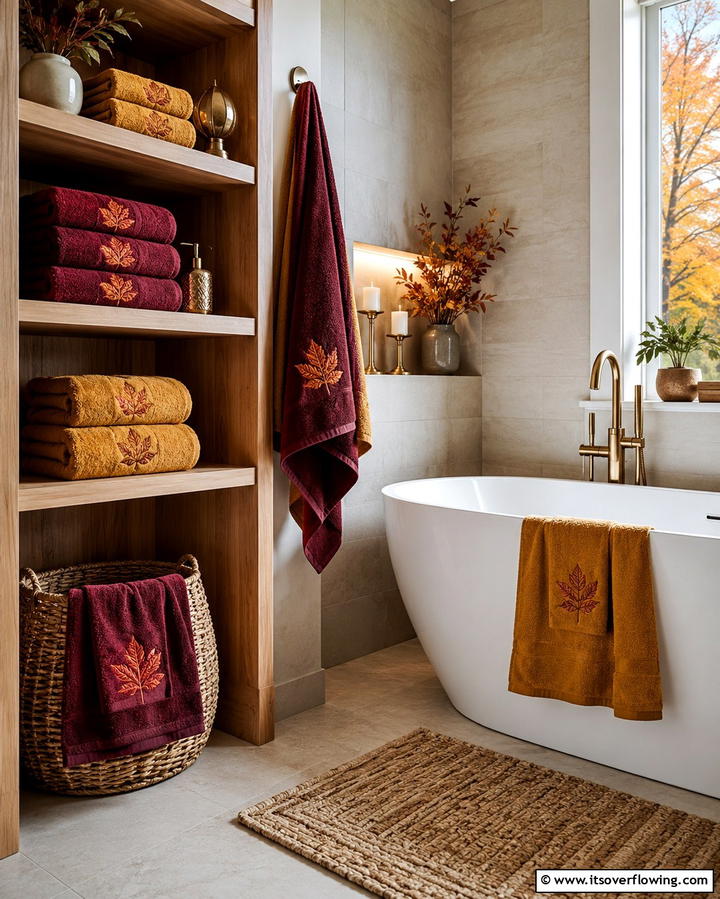Cozy Textured Towels - 25 Fall Bathroom Decor Ideas for a Seasonal and Stylish Update