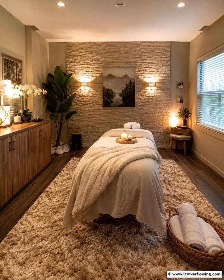 Cozy Textures and Fabrics - 25 Massage Room Setup Ideas for Ultimate Relaxation