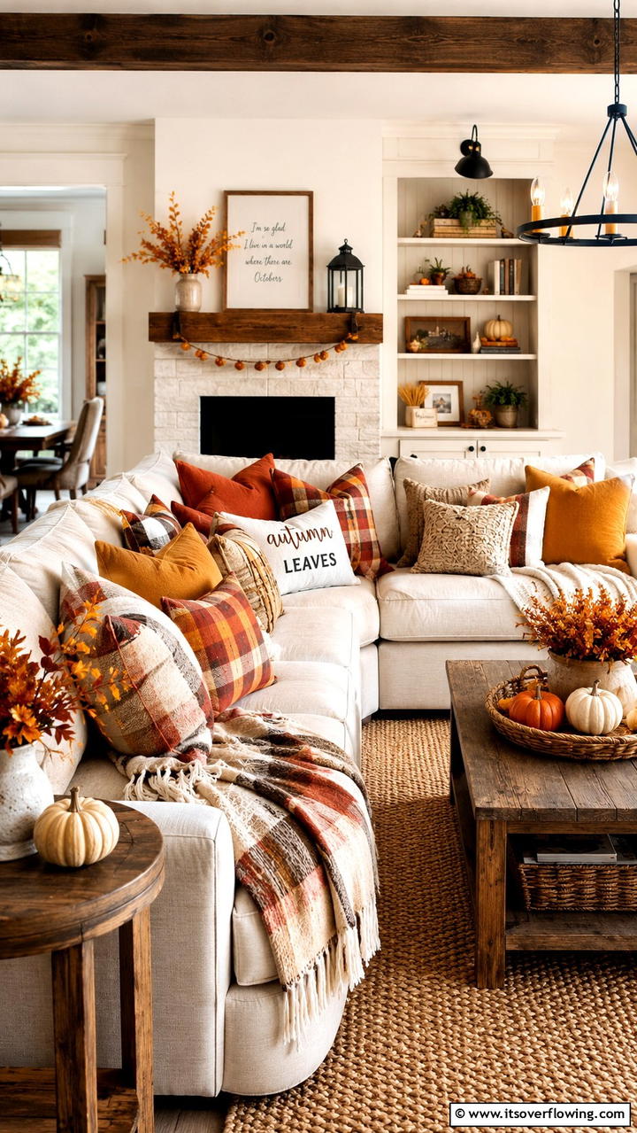 Cozy Throw Pillow Accents - 21 Inspiring Thanksgiving Decor Ideas to Celebrate Gratitude