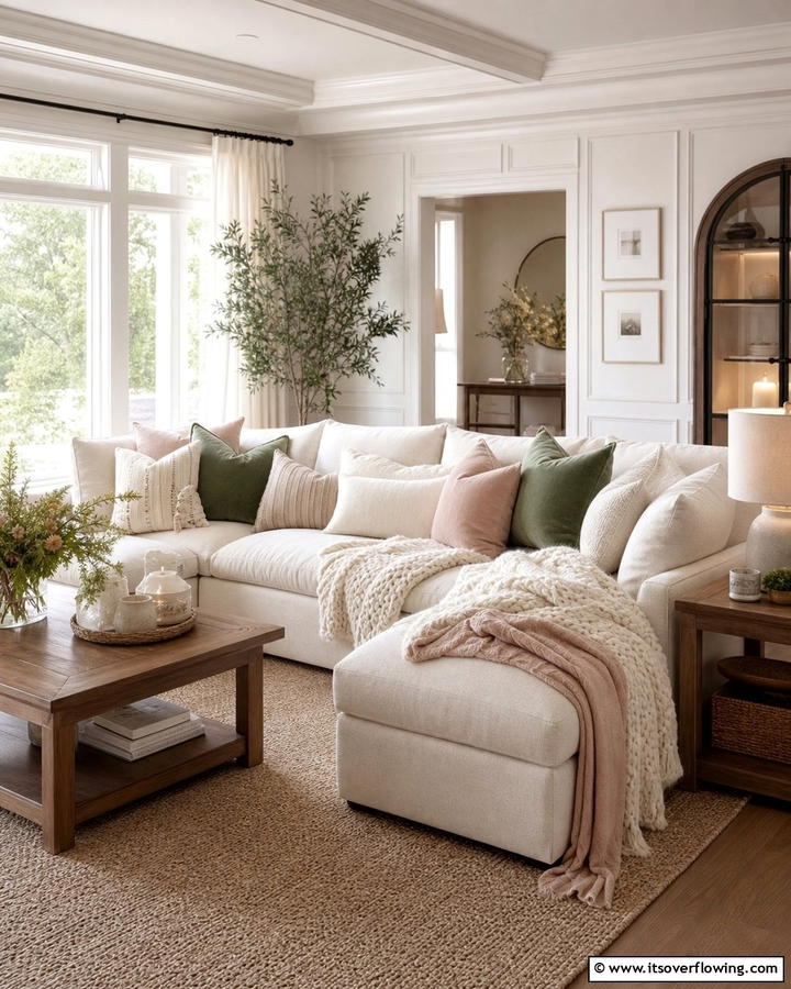 Cozy Throws and Pillows for Warmth - 20 Pottery Barn Living Room Ideas for Timeless Style