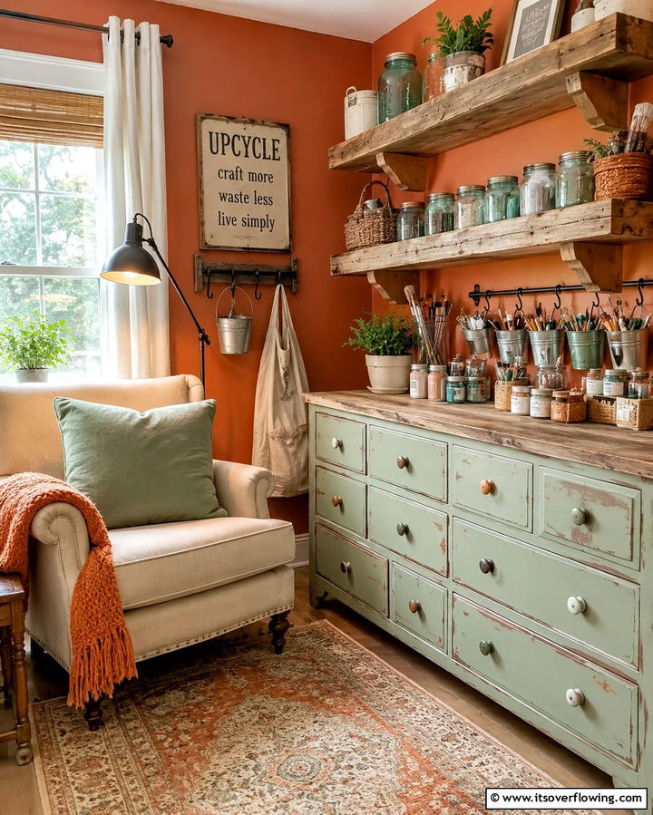 Cozy Upcycled Craft Nook - 30 Organized Craft Room Ideas for Creative Spaces at Home
