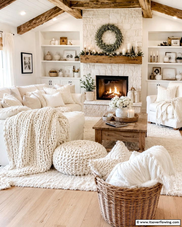 Cozy White Textures - 25 White Living Room Ideas for a Timeless Look
