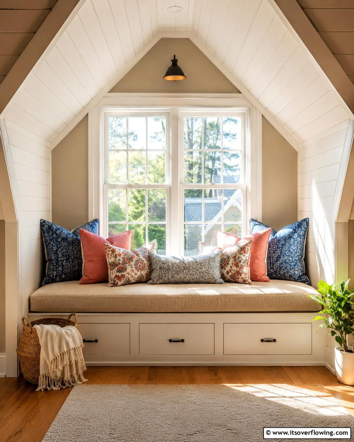 Cozy Window Nook - 25 Low Ceiling Small Attic Room Ideas for Cozy Living