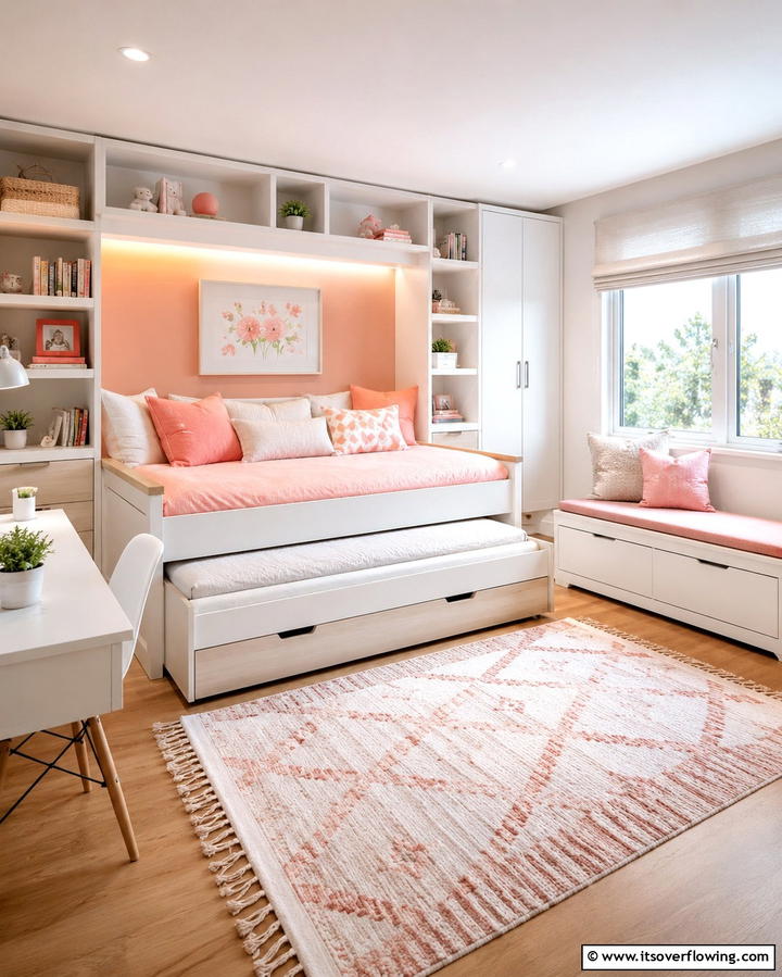Cozy Window Seat - 25 Girl Room Ideas for 10-year-olds- Creative & Fun Designs