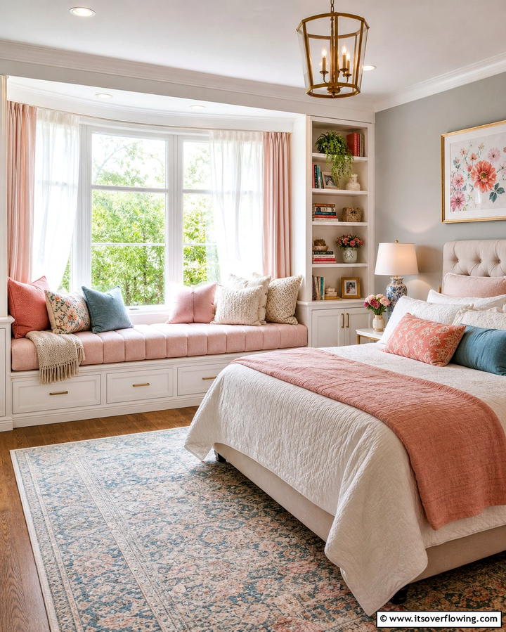 Cozy Window Seat for Relaxation - 25 Bedroom Ideas for Women to Reflect Personal Style