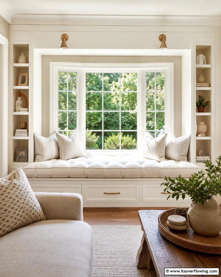 Cozy Window Seats - 25 Joanna Gaines Living Room Ideas for Farmhouse Style