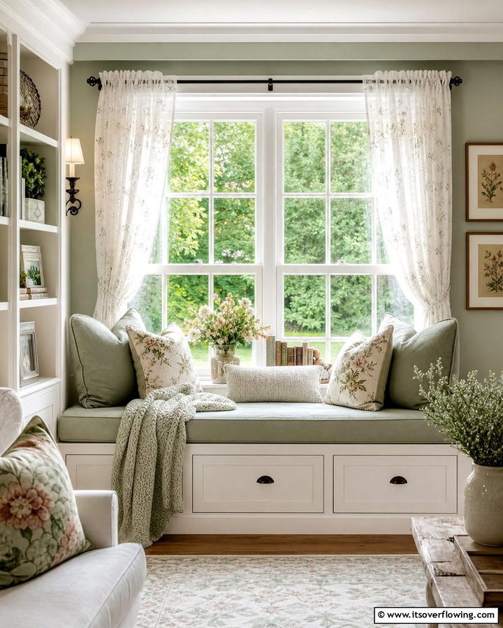 Cozy Window SeatsExact - 25 Cottage Decorating Ideas- Charming & Timeless Designs