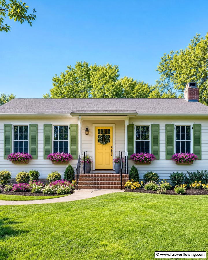 Cozy Window Shutters - 21 Ranch Home Curb Appeal Inspiration Ideas