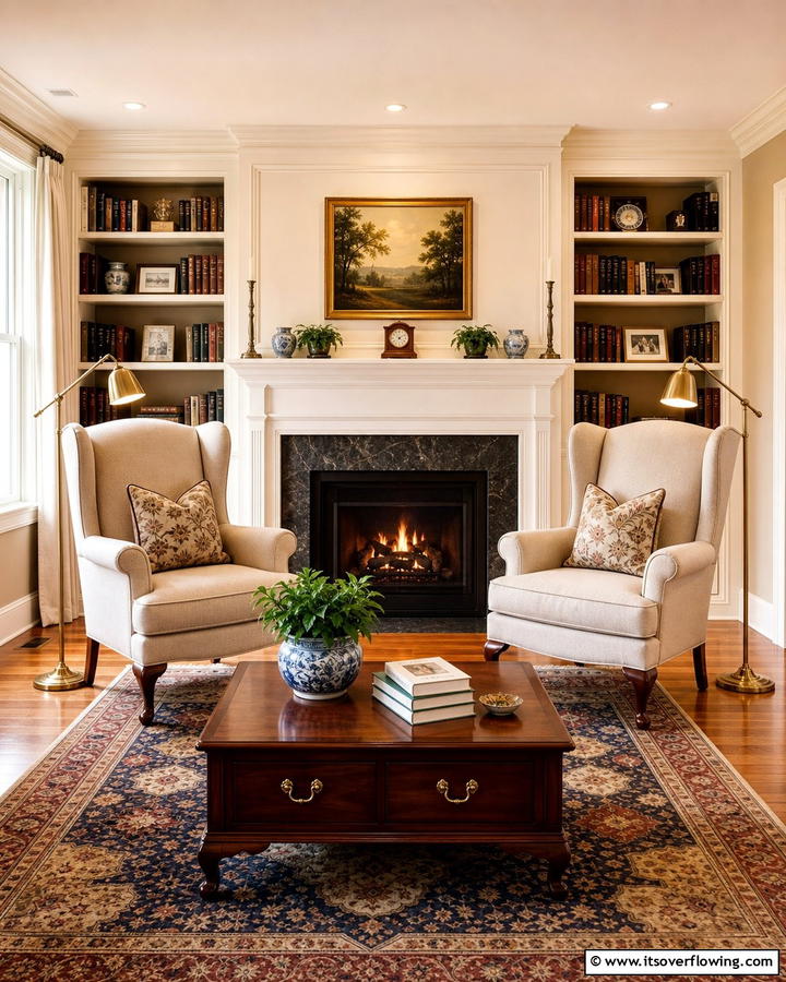 Cozy Wingback Chairs - 20 Colonial Living Room Ideas for a Classic and Timeless Look