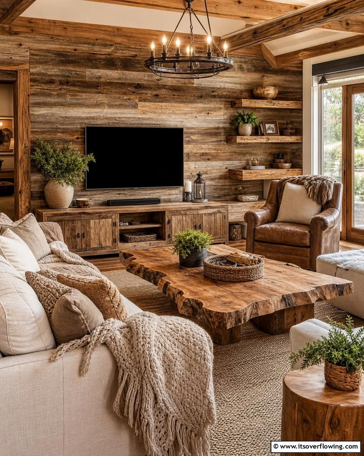 Cozy Wooden Accents - 21 Rustic Living Room Ideas for Cozy Natural Interior Designs