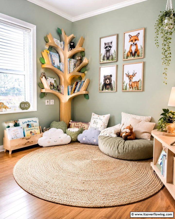 Cozy Woodland Reading Nook - 25 Woodland Nursery Ideas for a Nature-Inspired Room
