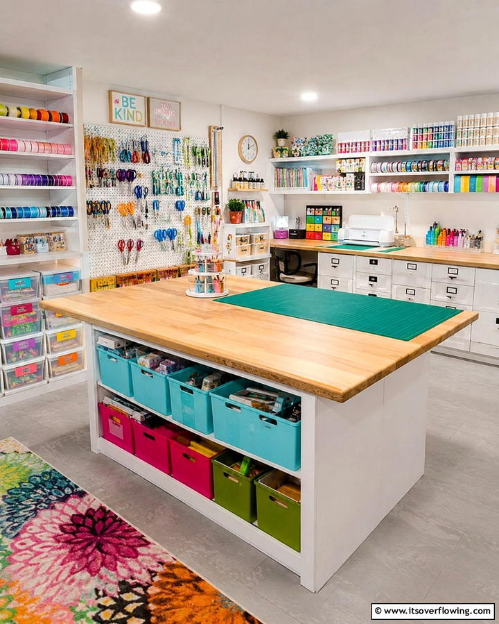 Craft Corner Creativity - 25 Basement Decorating Ideas to Transform Your Space