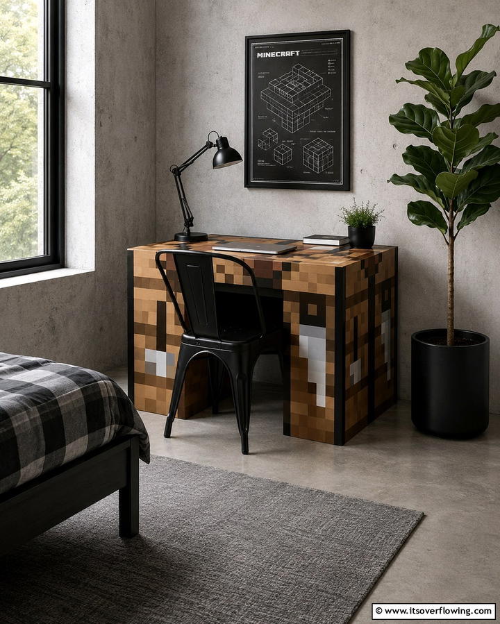 Crafting Table DeskExact - 30 Minecraft Bedroom Ideas for Block-Inspired Fun
