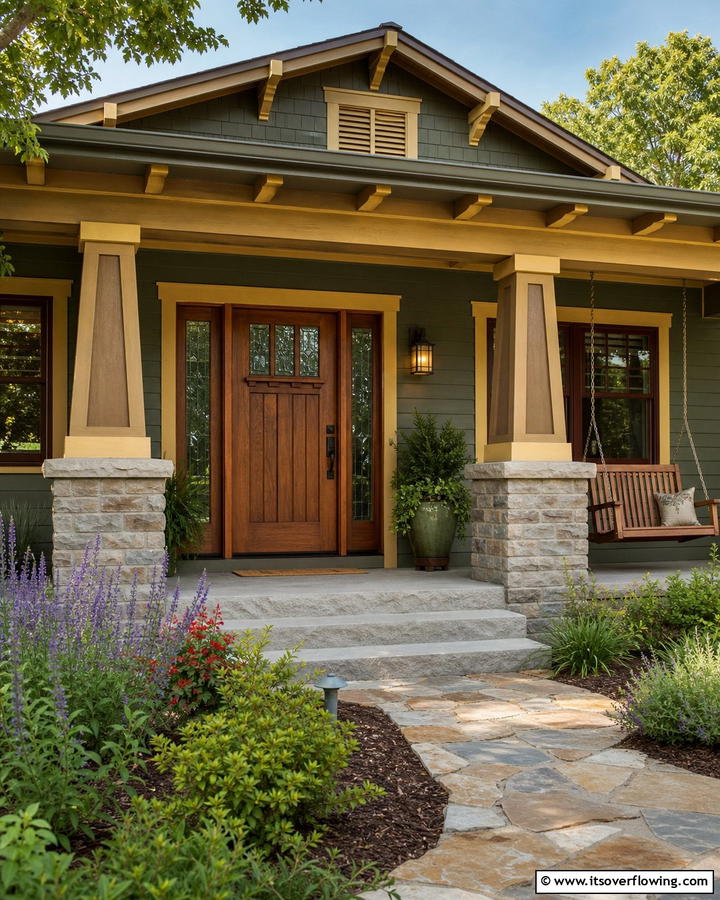 Craftsman Style Appeal - 25 Stylish Brown Front Door Ideas for Your Home