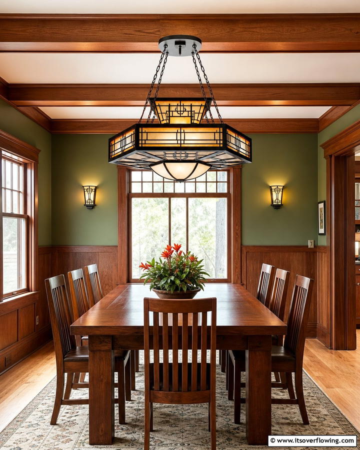 Craftsman Style Light Fixtures for Authenticity - 20 Craftsman Dining Room Ideas for a Timeless Look