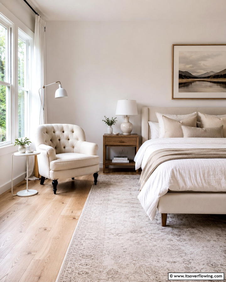 Cream Accent Chair for Versatility - 20 White and Cream Bedroom Ideas for a Serene Retreat