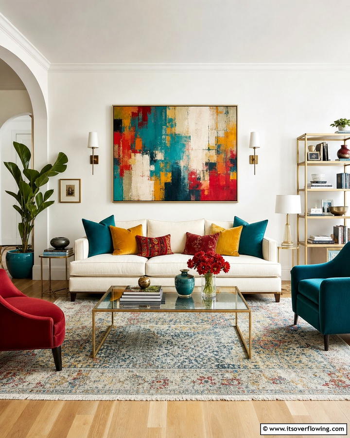 Cream Couch with Bold Accent Colors - 25 Cream Couch Living Room Ideas for Timeless Elegance