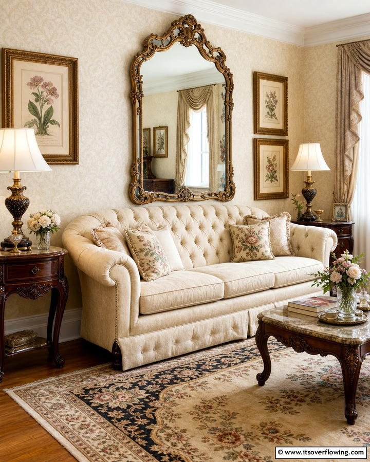 Cream Couch with Vintage Decor - 25 Cream Couch Living Room Ideas for Timeless Elegance