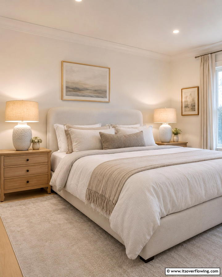 Cream Nightstands for Balance - 20 White and Cream Bedroom Ideas for a Serene Retreat