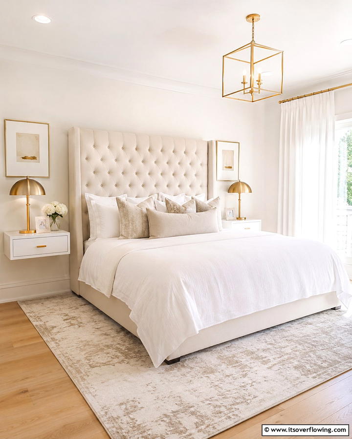 Cream Upholstered Headboard for Comfort - 20 White and Cream Bedroom Ideas for a Serene Retreat
