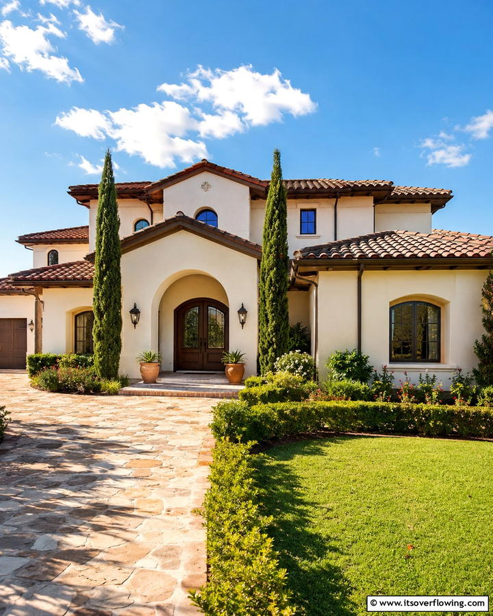 Cream Walls with Brown Roof Tiles - 25 Cream and Brown House Exterior Ideas for Warmth