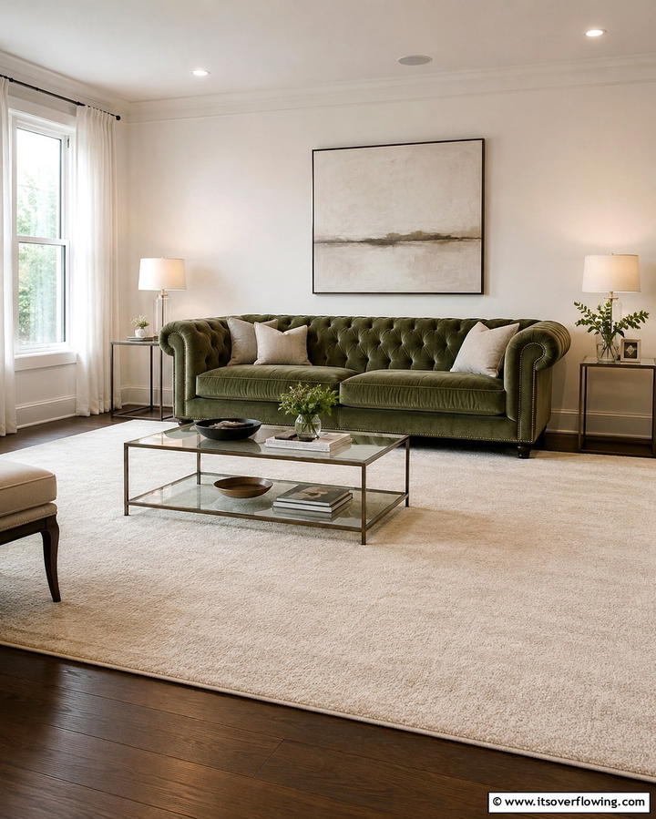 Cream Walls with Sage Green Curtains - 25 Sage Green and Cream Living Room Ideas for Serenity