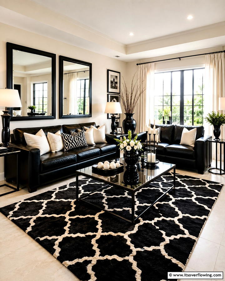 Cream and Black for Dramatic Contrast - 25 Cream Living Room Ideas for Elegant Spaces