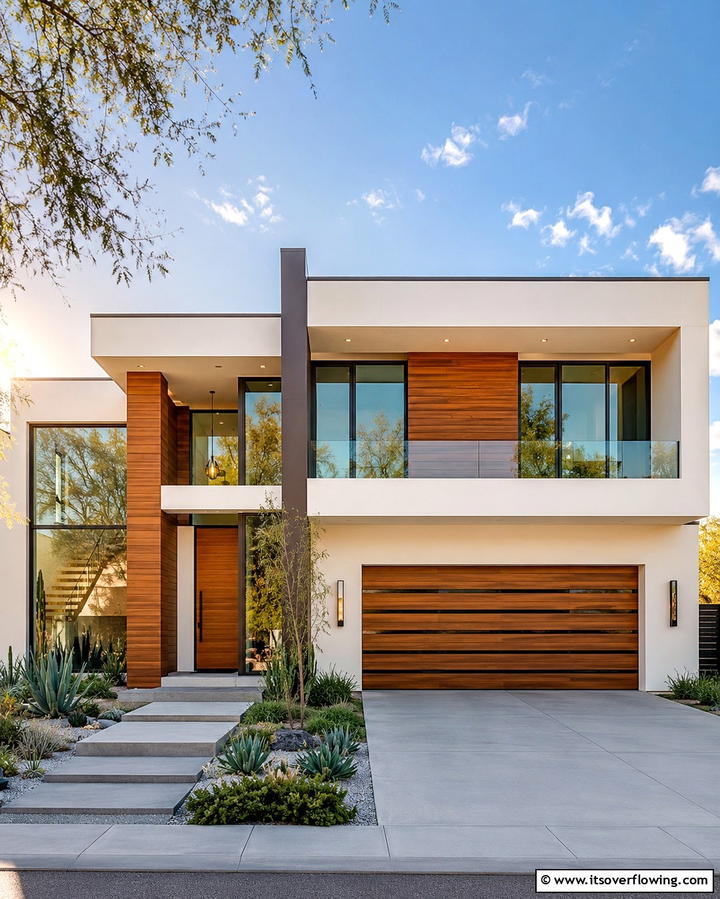 Cream and Brown Contemporary Minimalism - 25 Cream and Brown House Exterior Ideas for Warmth