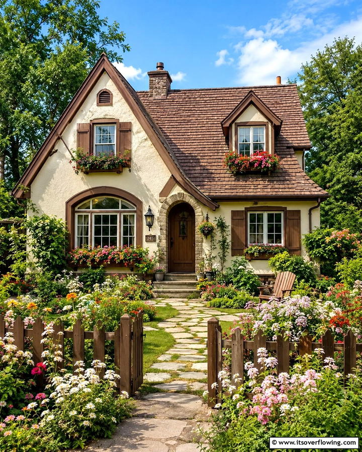 Cream and Brown Cottage Style Exterior - 25 Cream and Brown House Exterior Ideas for Warmth