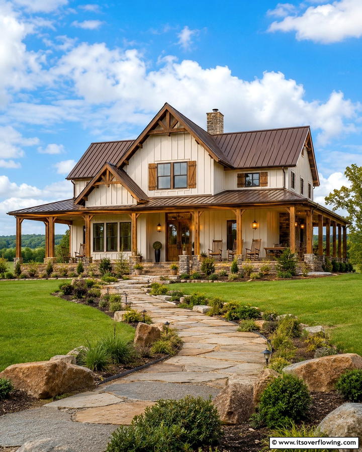 Cream and Brown Farmhouse Design - 25 Cream and Brown House Exterior Ideas for Warmth