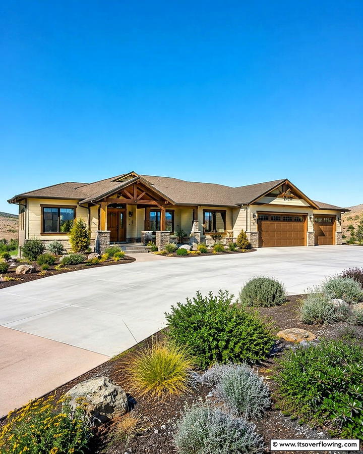 Cream and Brown Ranch Style Home - 25 Cream and Brown House Exterior Ideas for Warmth