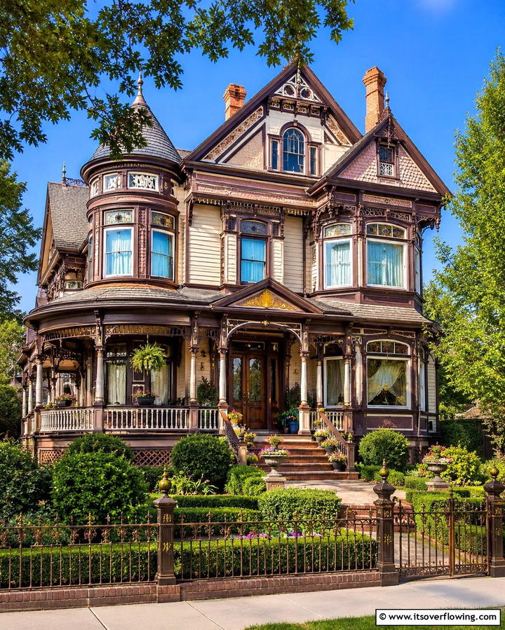 Cream and Brown Victorian Elegance - 25 Cream and Brown House Exterior Ideas for Warmth