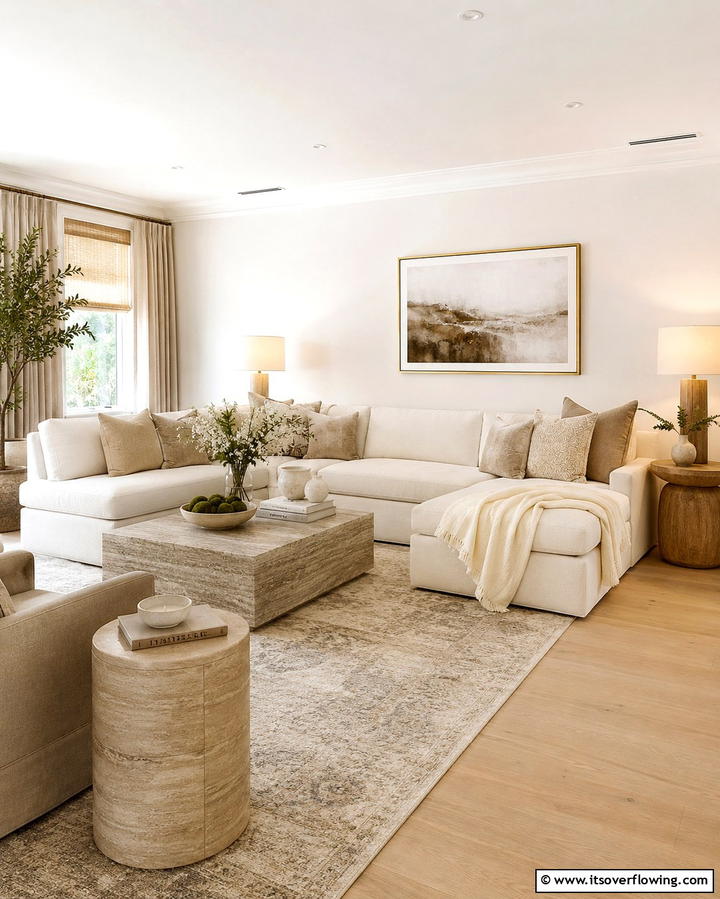 Cream and Neutral Layers - 25 Cream Living Room Ideas for Elegant Spaces