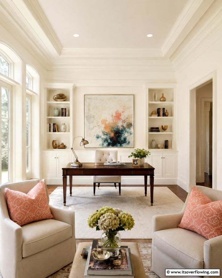 Creamy Ivory Warmth - 30 Home Office Paint Colors- Boost Productivity & Style