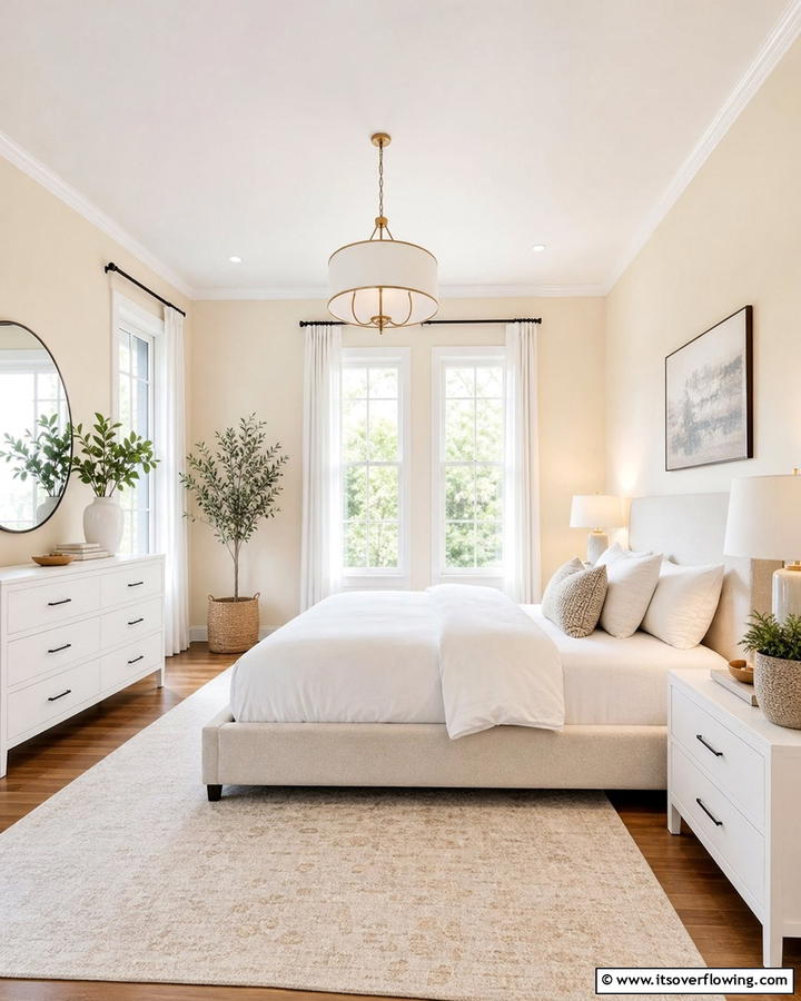 Creamy Wall Paint for Subtle Warmth - 20 White and Cream Bedroom Ideas for a Serene Retreat