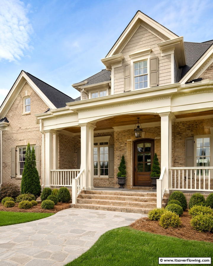 Creamy White for a Soft Contrast - 30 Warm Blonde Brick House Color Schemes for Modern Homes