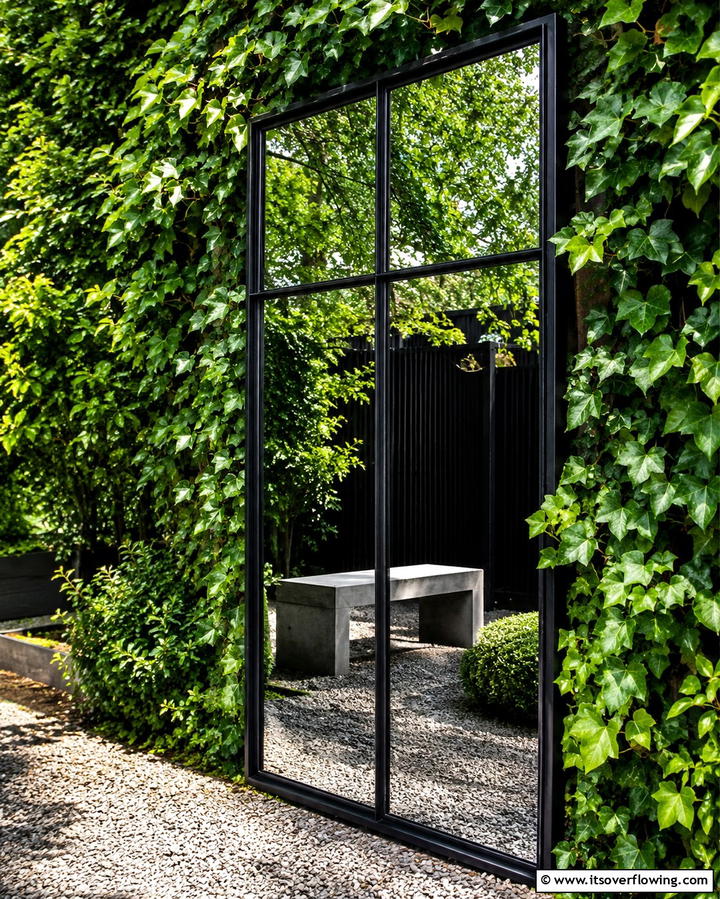 Create Drama With Black Framed Mirrors - 25 Garden Mirror Ideas to Enhance Outdoor Spaces