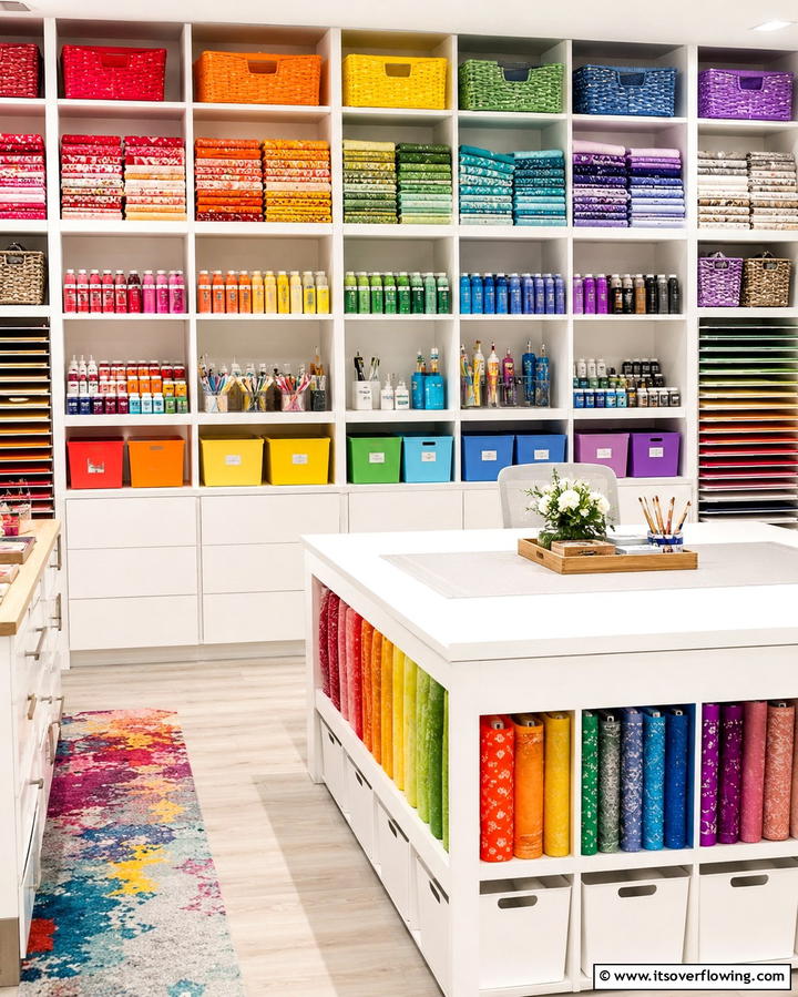 Create a Color Coded System - 25 Craft Room Organization Ideas for Creative Spaces