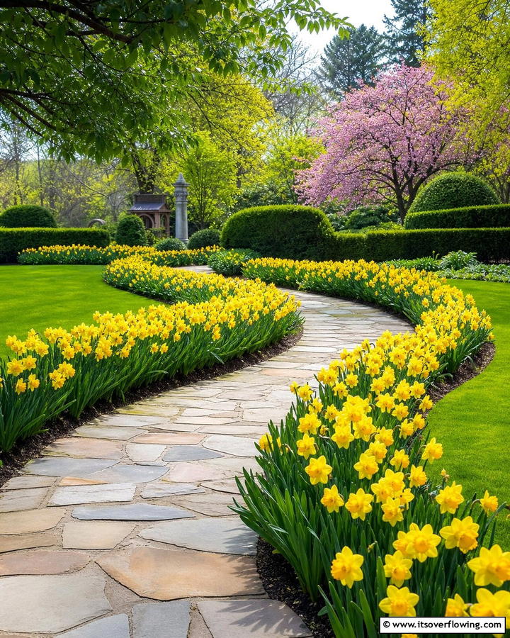 Create a Daffodil Border Along Pathways - 20 Beautiful Daffodil Garden Ideas for a Spring Bloom