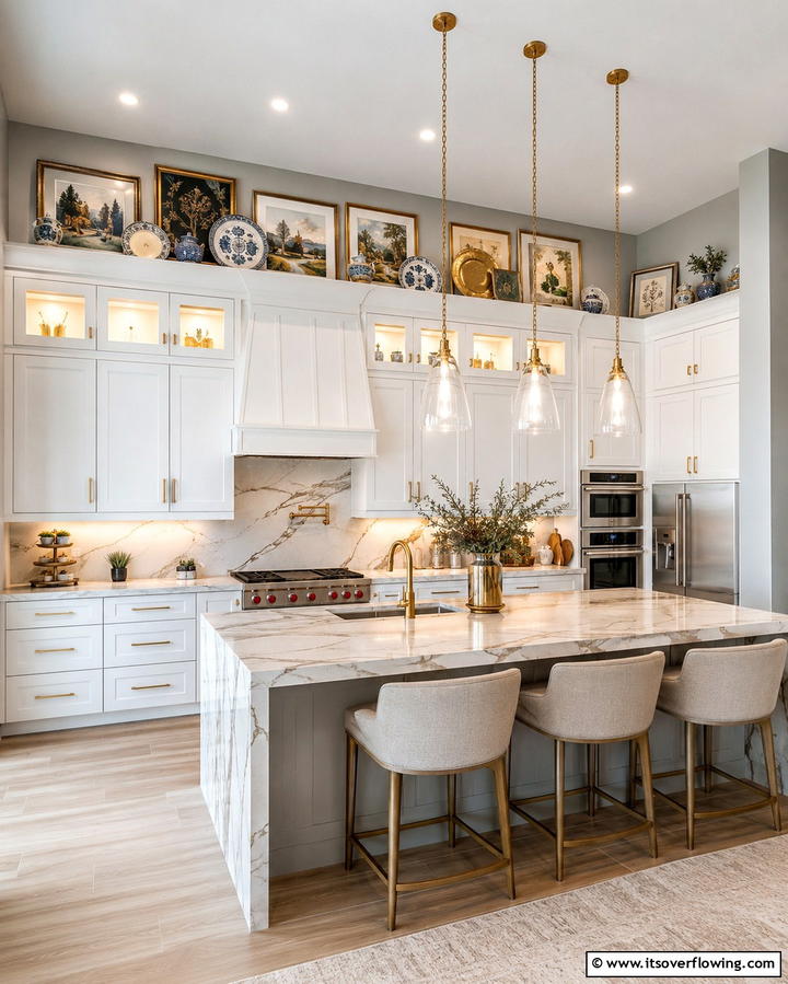Create a Gallery Display Above Soffits - 20 Kitchen Soffit Ideas for a Polished Look