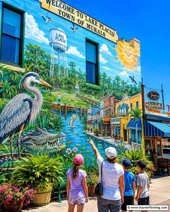 Create a Professional full size outdoor photograph of Lake Placid Florida wh - 20 Small Town Murals to Brighten Your Community