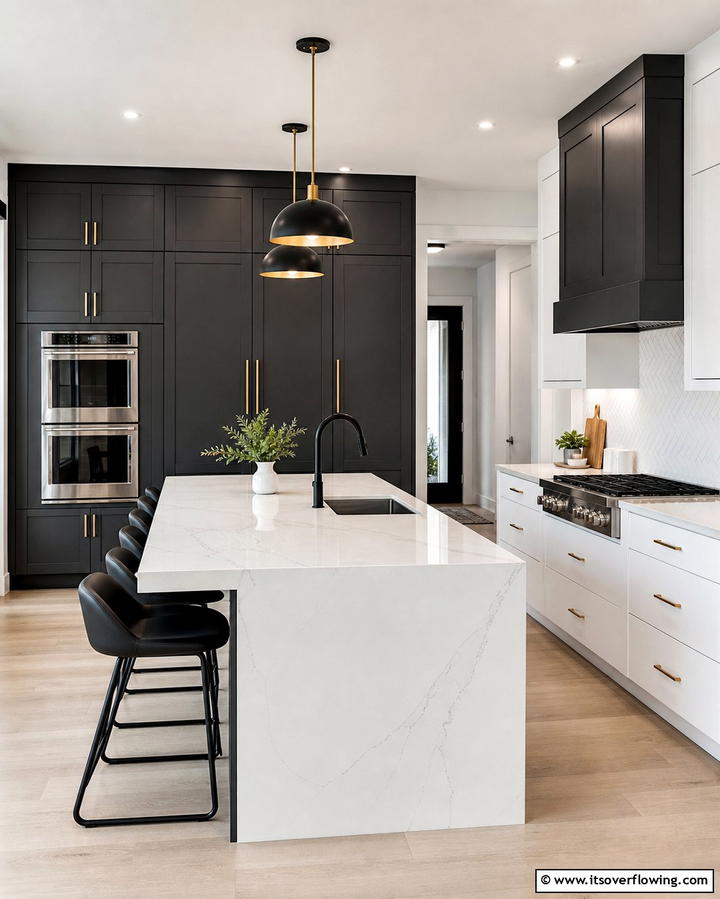 Creating Contrast with Two Tone Cabinets - 25 Modern Floor to Ceiling Kitchen Cabinets Ideas