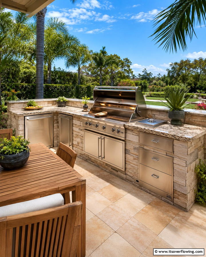 Creating a Built In Grill Station - 20 Functional L-Shaped Outdoor Kitchen Ideas for Entertaining