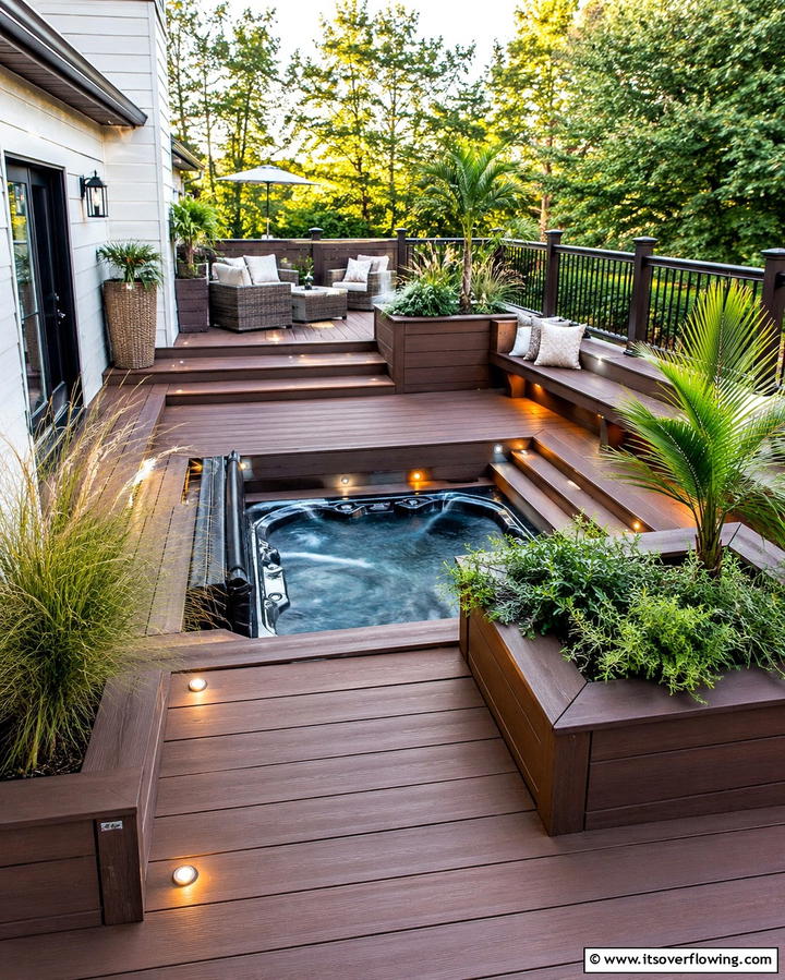 Creating a Multi Level Deck - 25 Backyard Hot Tub Privacy Ideas for Relaxing Spaces