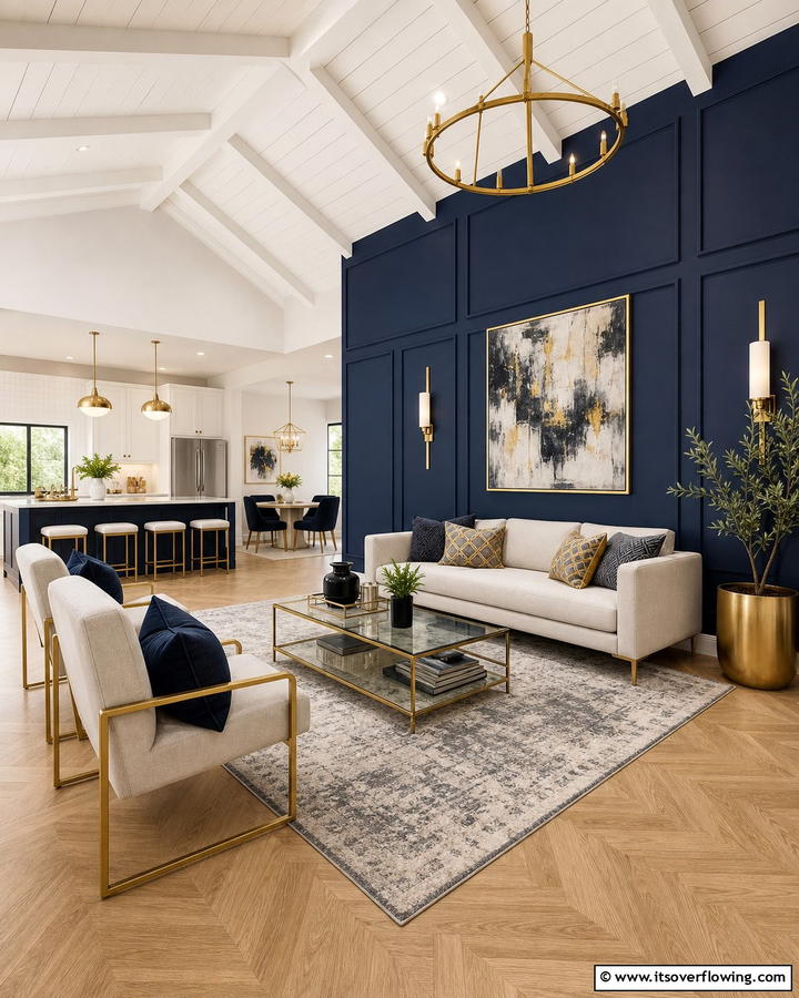 Creating a Statement Wall with Bold Colors - 20 Open Concept Vaulted Ceiling Living Room Ideas