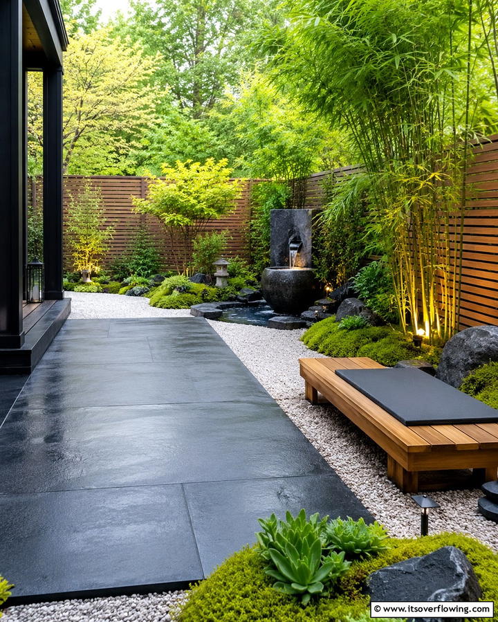 Creating a Zen Garden Retreat - 25 Black Concrete Patio Ideas for Modern Outdoor Spaces