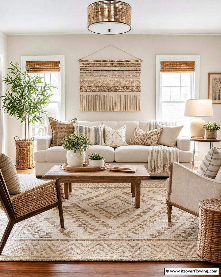 Creative Beige Pattern Mixes - 21 Elegant Beige Living Room Ideas for Timeless Comfort