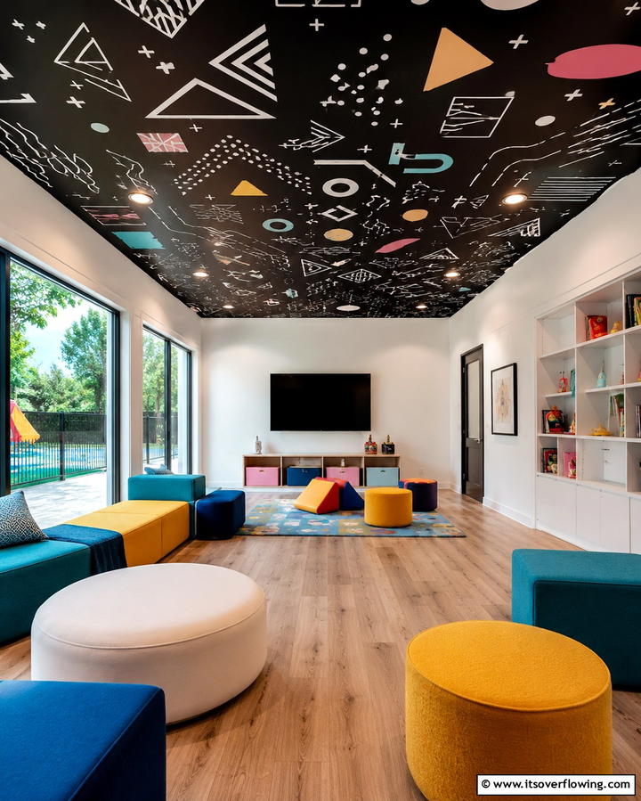 Creative Black Ceiling with Patterns - 30 Modern Black Ceiling Design Ideas for Dramatic Interiors