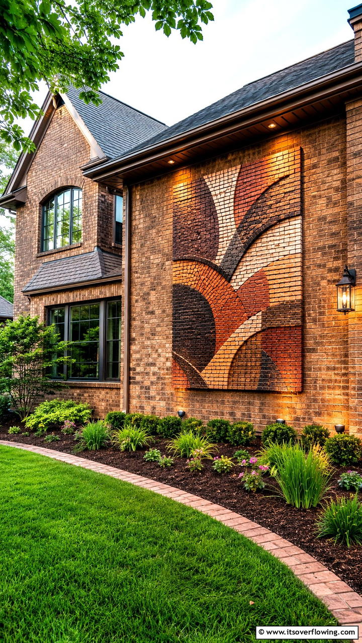 Creative Brick Mosaics - 30 Brown Brick Exterior Home Ideas for Timeless Curb Appeal